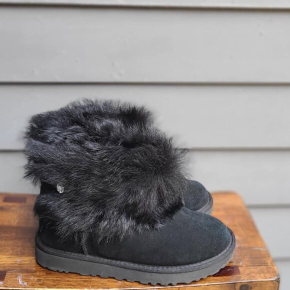 UGG Black Valentina Suede Boots with Shearling size 7 1/2" - Picture 3 of 12